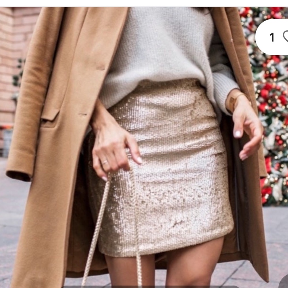 NWT J Crew Matte Gold sequin skirt size 8